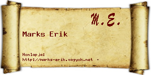 Marks Erik névjegykártya